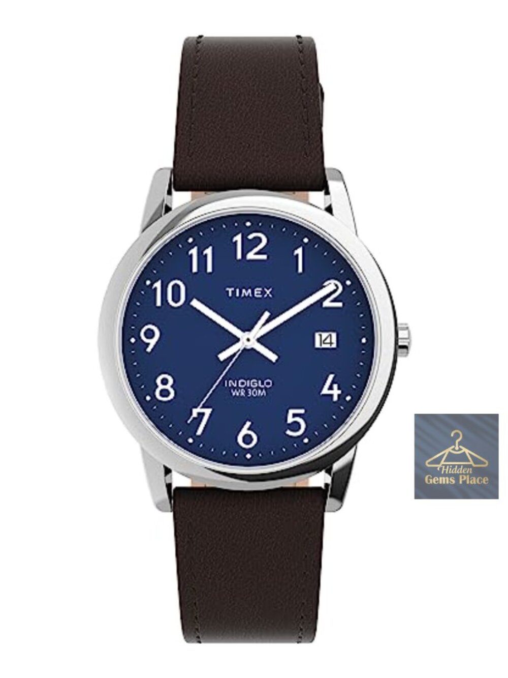 Timex Men's Faux Leather Strap Quartz Analog Watch Easy Reader Dial